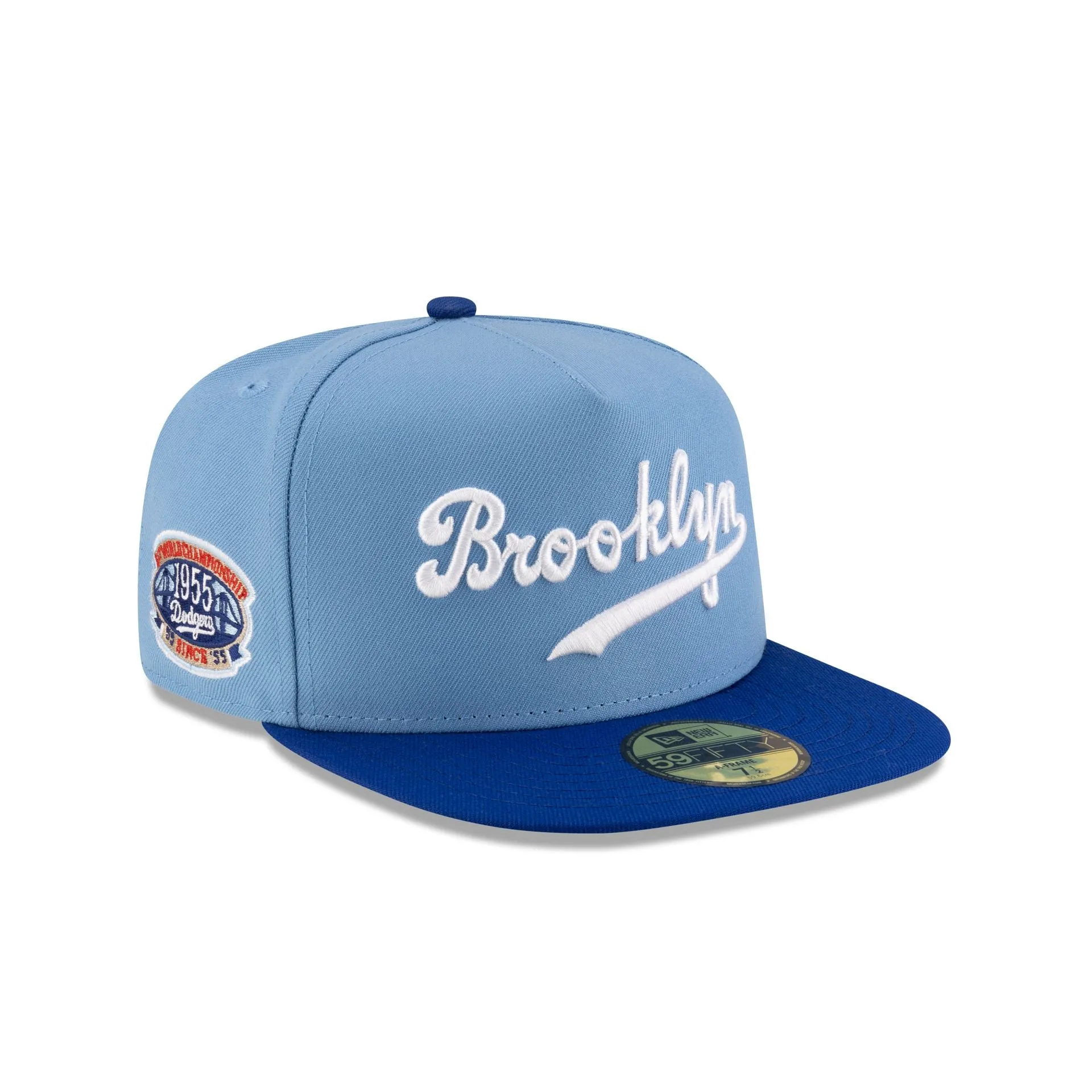 Just Caps Sky Blue Brooklyn Dodgers 59FIFTY A-Frame Fitted Hat sold by New Era