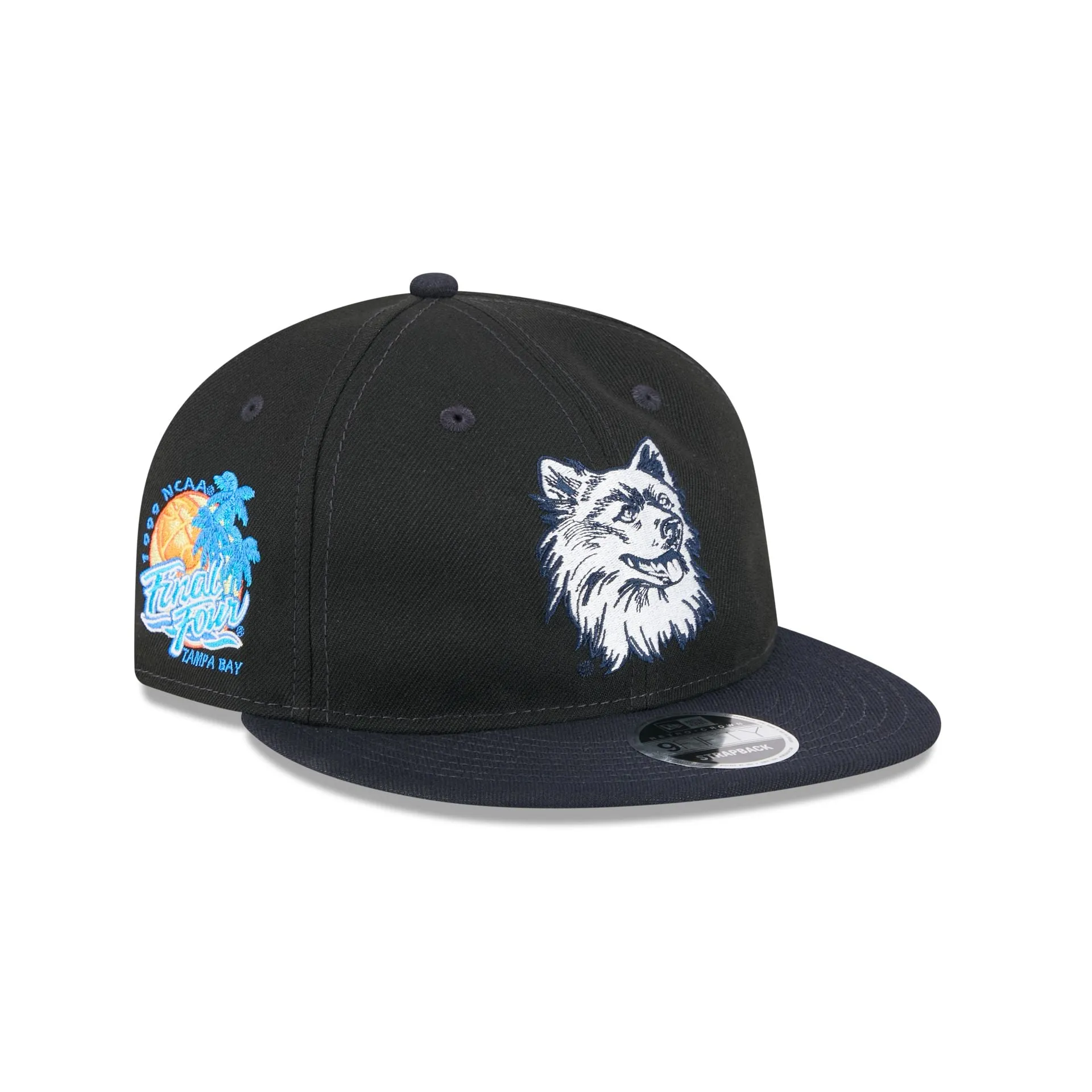 Connecticut Huskies Tournament Side Patch Retro Crown 9FIFTY Strapback Hat sold by New Era