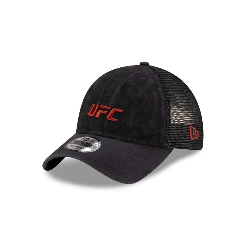 UFC Oil Wash Gray 9TWENTY Trucker Hat made by New Era