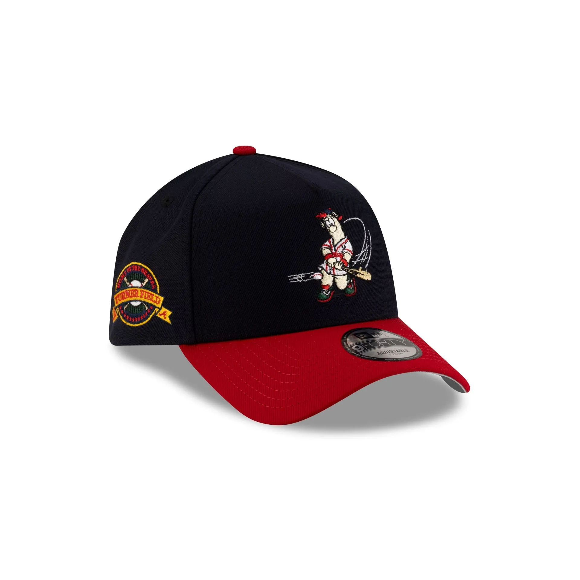 Atlanta Braves Mascot Navy 9FORTY A-Frame Snapback Hat sold by New Era