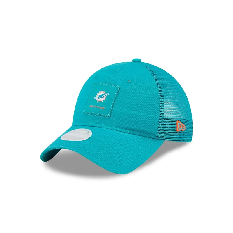 Miami Dolphins Women's Square Stitch 9TWENTY Trucker Hat sold by New Era