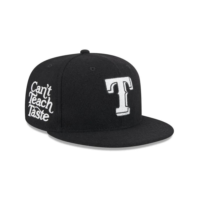 Texas Rangers Diet Starts Monday Can't Teach Taste Black 59FIFTY Fitted Hat sold by New Era