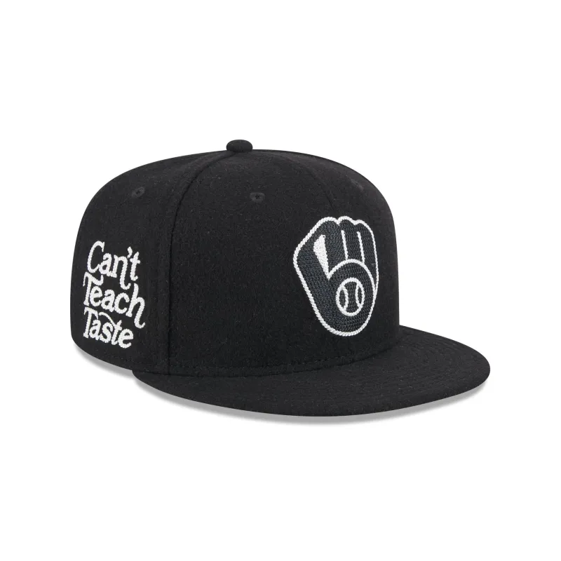 Milwaukee Brewers Diet Starts Monday Can't Teach Taste Black 59FIFTY Fitted Hat sold by New Era