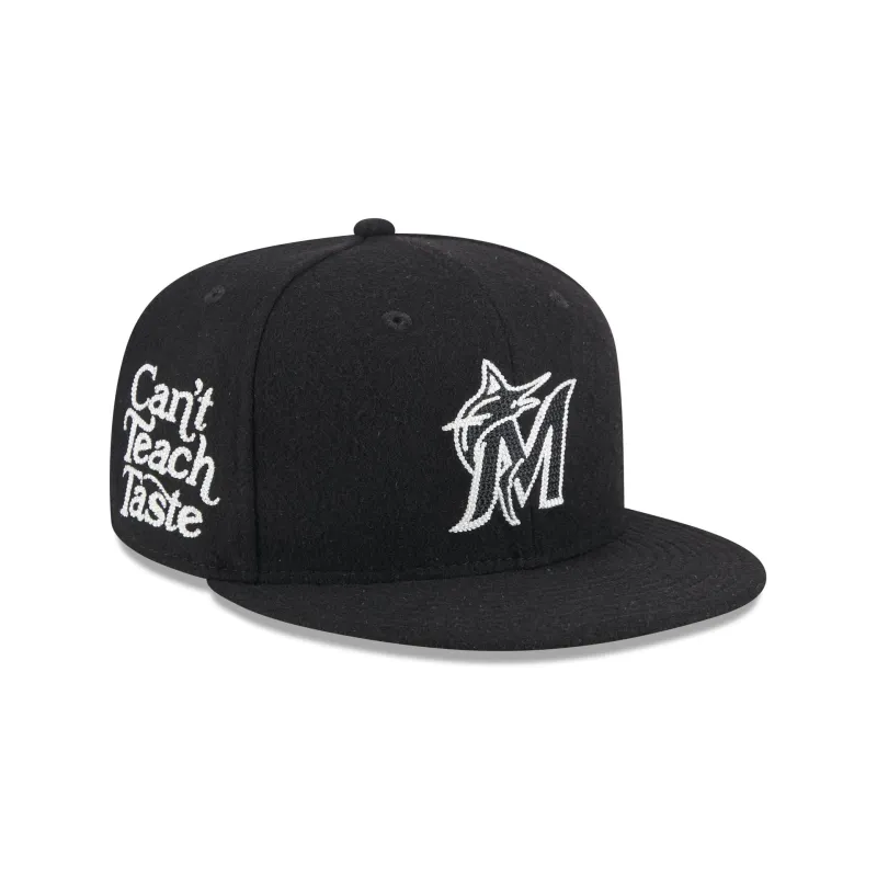 Miami Marlins Diet Starts Monday Can't Teach Taste Black 59FIFTY Fitted Hat sold by New Era