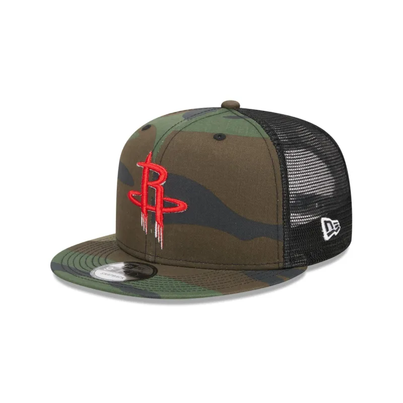 Houston Rockets Camo 9FIFTY Trucker Snapback Hat sold by New Era