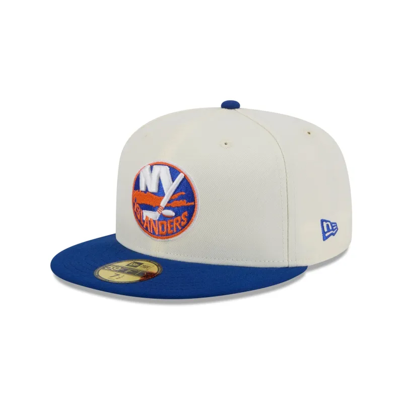 New York Islanders Chrome White 59FIFTY Fitted Hat made by New Era