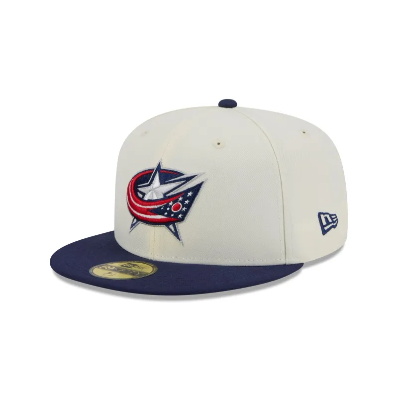 Columbus Blue Jackets Chrome White 59FIFTY Fitted Hat sold by New Era