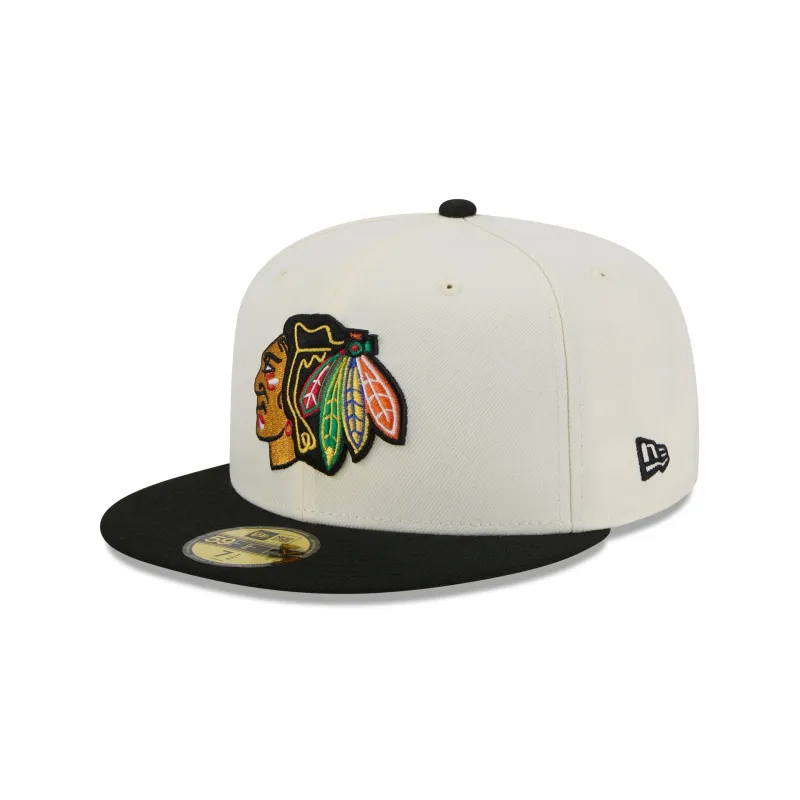 Chicago Blackhawks Chrome White 59FIFTY Fitted Hat sold by New Era