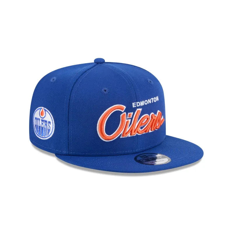 Edmonton Oilers Script 9FIFTY Snapback Hat sold by New Era