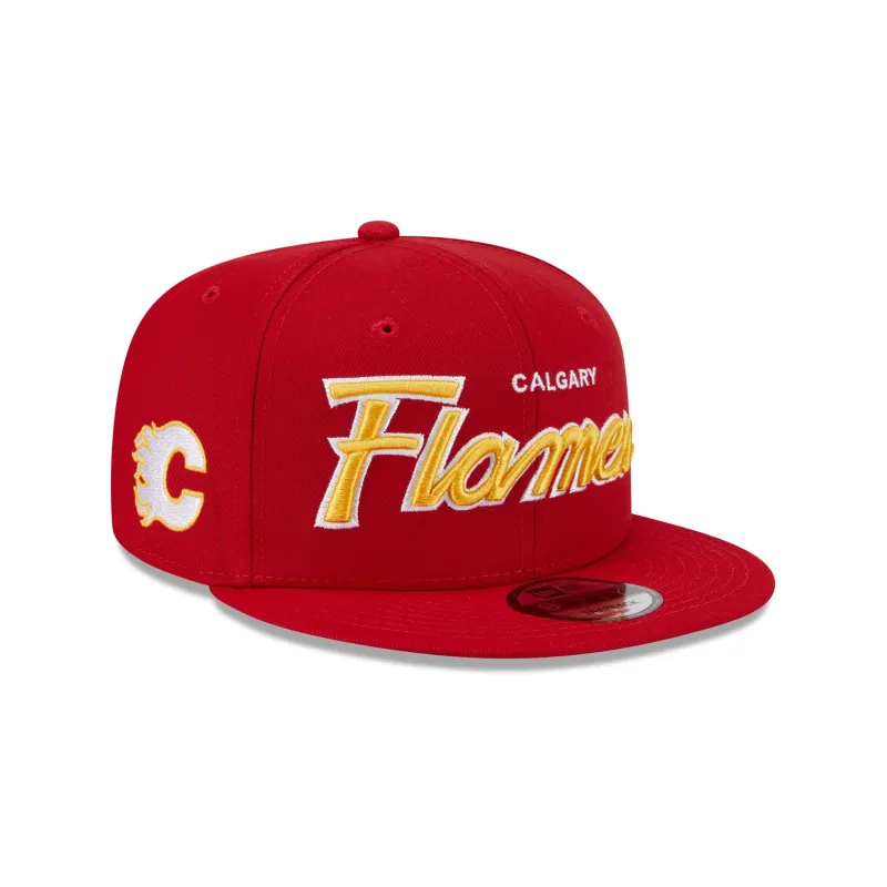 Calgary Flames Script 9FIFTY Snapback Hat sold by New Era