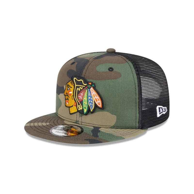 Chicago Blackhawks Camo 9FIFTY Trucker Hat sold by New Era