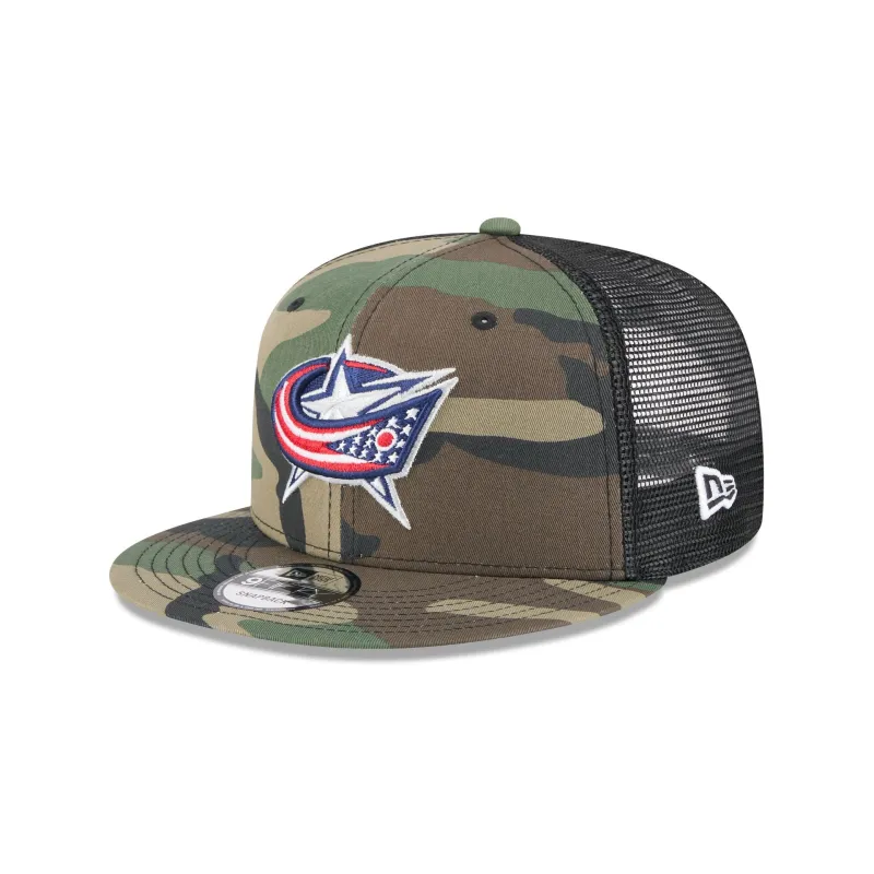 Columbus Blue Jackets Camo 9FIFTY Trucker Hat sold by New Era