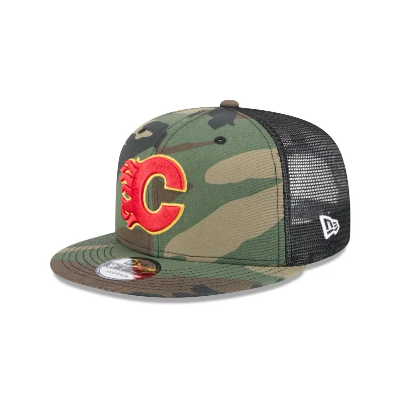 Calgary Flames Camo 9FIFTY Trucker Hat sold by New Era