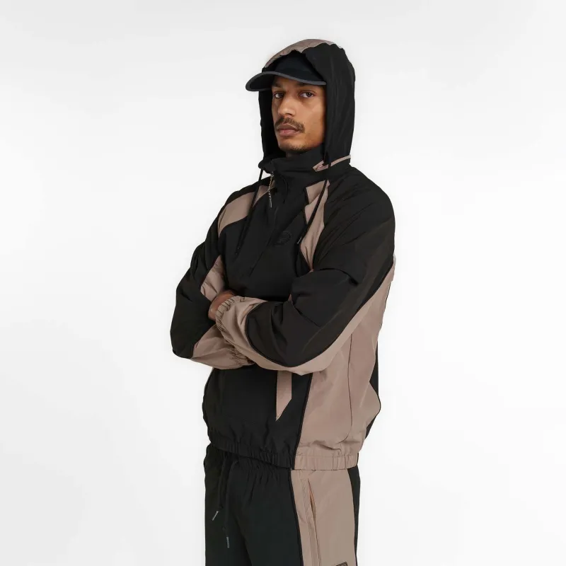 New Era Branded Retro-Tech NE2K Black Half-Zip Track Pullover sold by New Era