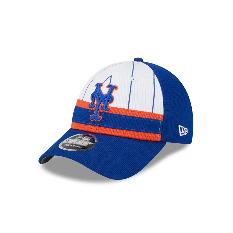 New York Mets 2025 Batting Practice Pinstripe 9FORTY Stretch-Snap Hat sold by New Era
