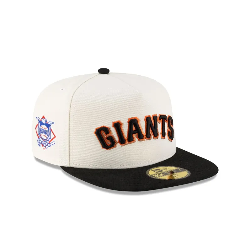 Just Caps League Sidepatch Chrome White San Francisco Giants 59FIFTY A-Frame Fitted Hat sold by New Era
