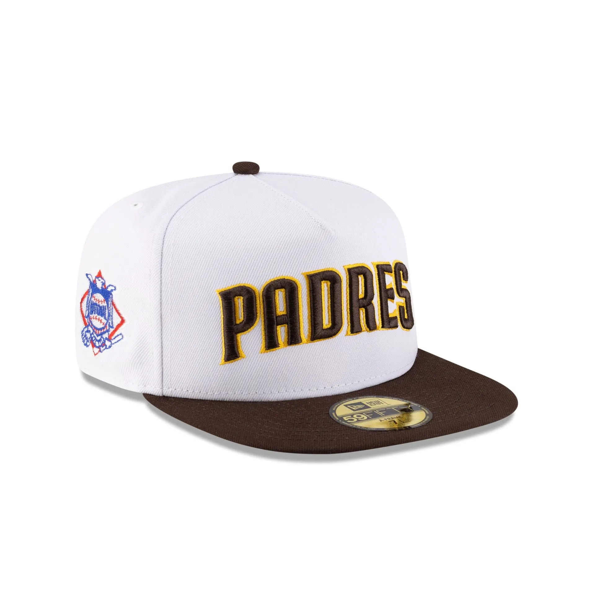 Just Caps League Sidepatch Optic White San Diego Padres 59FIFTY A-Frame Fitted Hat sold by New Era