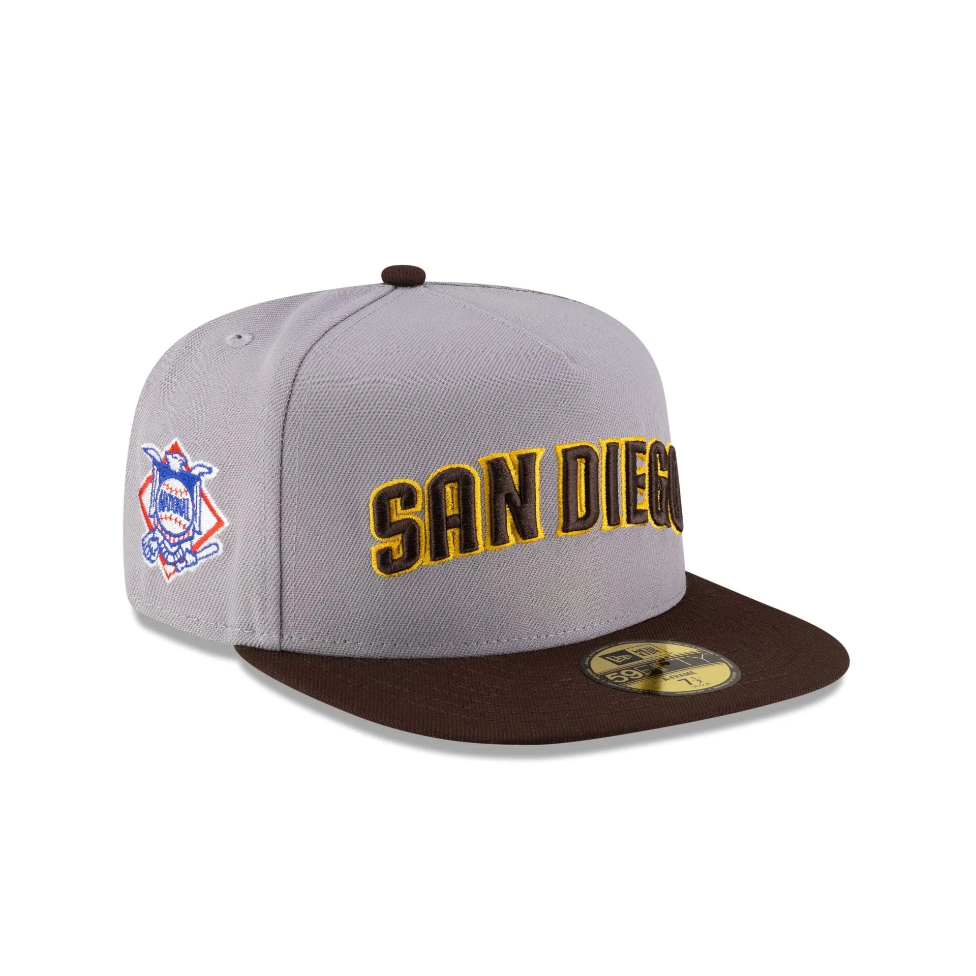 Just Caps League Sidepatch Gray San Diego Padres 59FIFTY A-Frame Fitted Hat sold by New Era