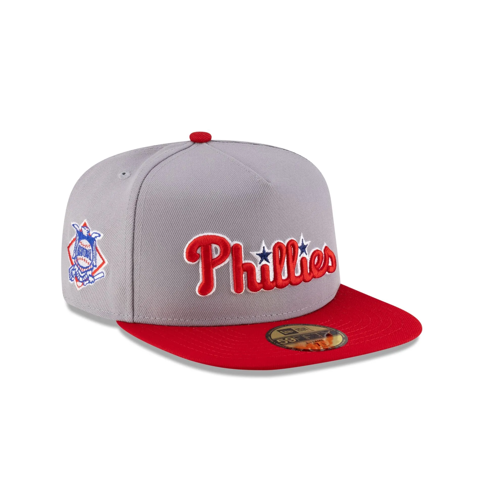 Just Caps League Sidepatch Gray Philadelphia Phillies 59FIFTY A-Frame Fitted Hat sold by New Era
