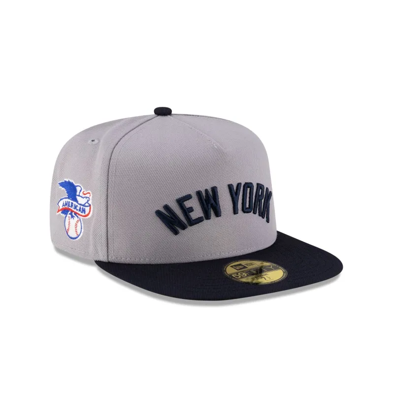 Just Caps League Sidepatch Gray New York Yankees 59FIFTY A-Frame Fitted Hat sold by New Era
