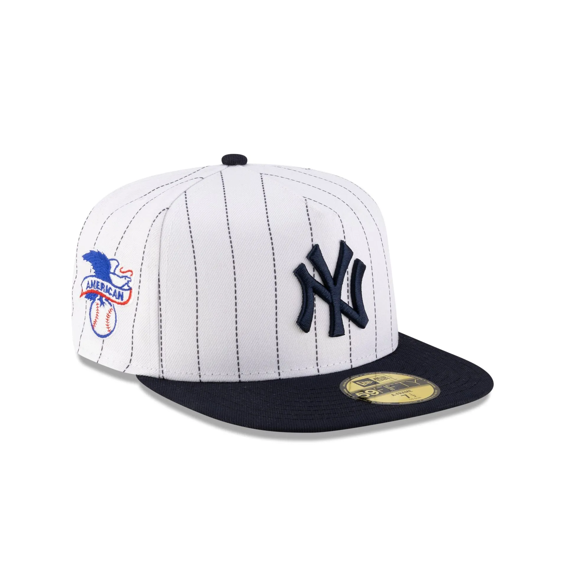 Just Caps League Sidepatch Pinstripe New York Yankees 59FIFTY A-Frame Fitted Hat sold by New Era