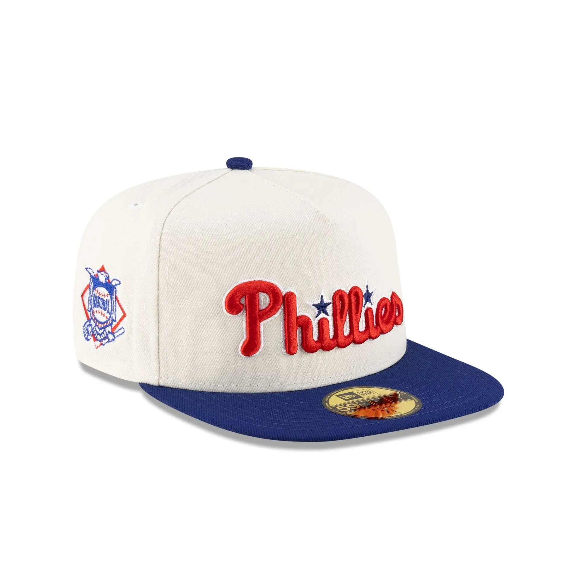 Just Caps League Sidepatch Chrome White Philadelphia Phillies 59FIFTY A-Frame Fitted Hat sold by New Era