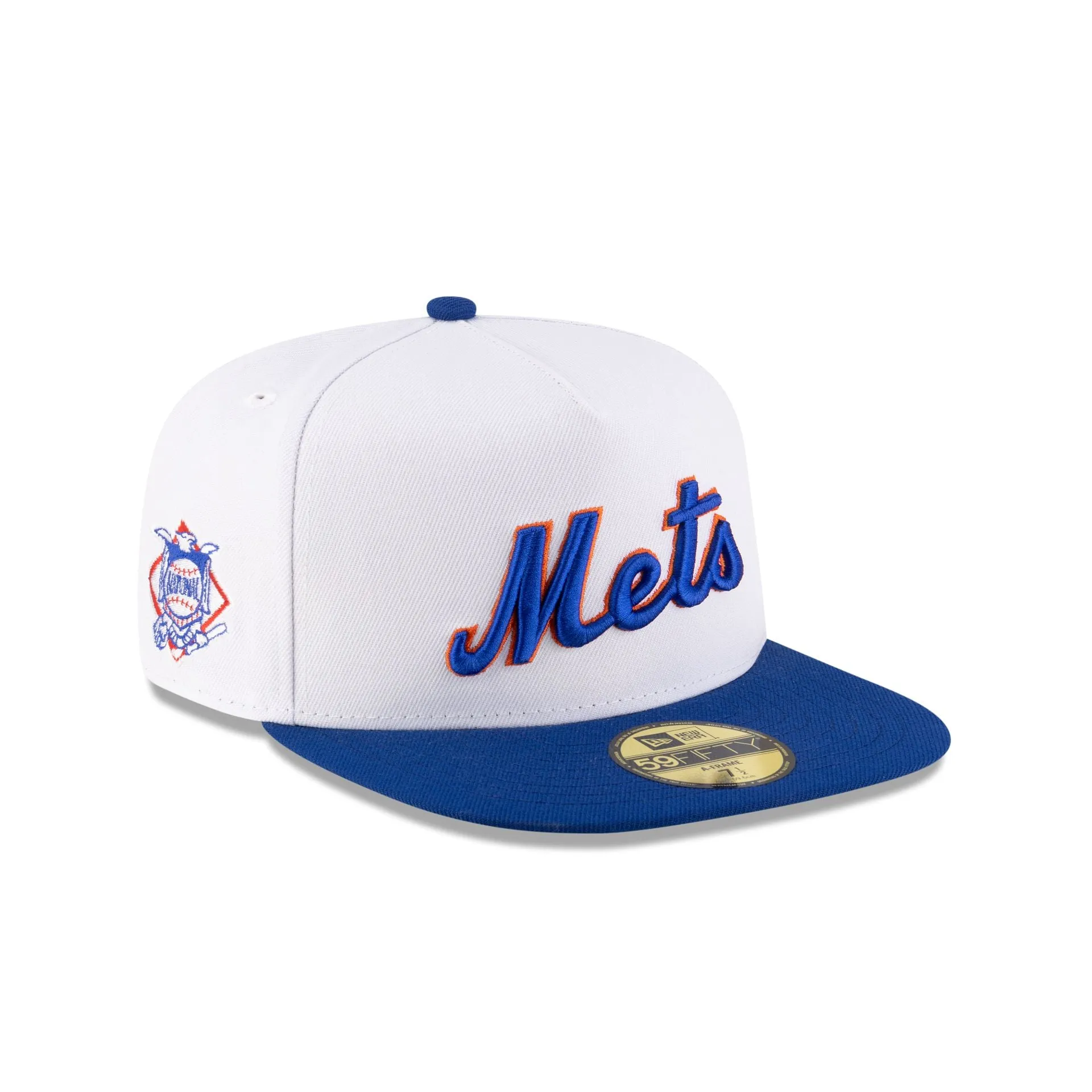 Just Caps League Sidepatch Optic White New York Mets 59FIFTY A-Frame Fitted Hat sold by New Era