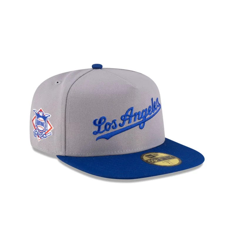 Just Caps League Sidepatch Gray Los Angeles Dodgers 59FIFTY A-Frame Fitted Hat sold by New Era