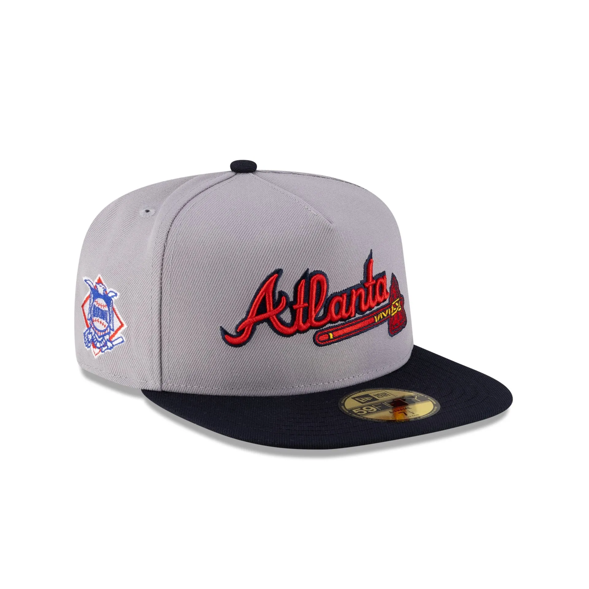 Just Caps League Sidepatch Gray Atlanta Braves 59FIFTY A-Frame Fitted Hat sold by New Era