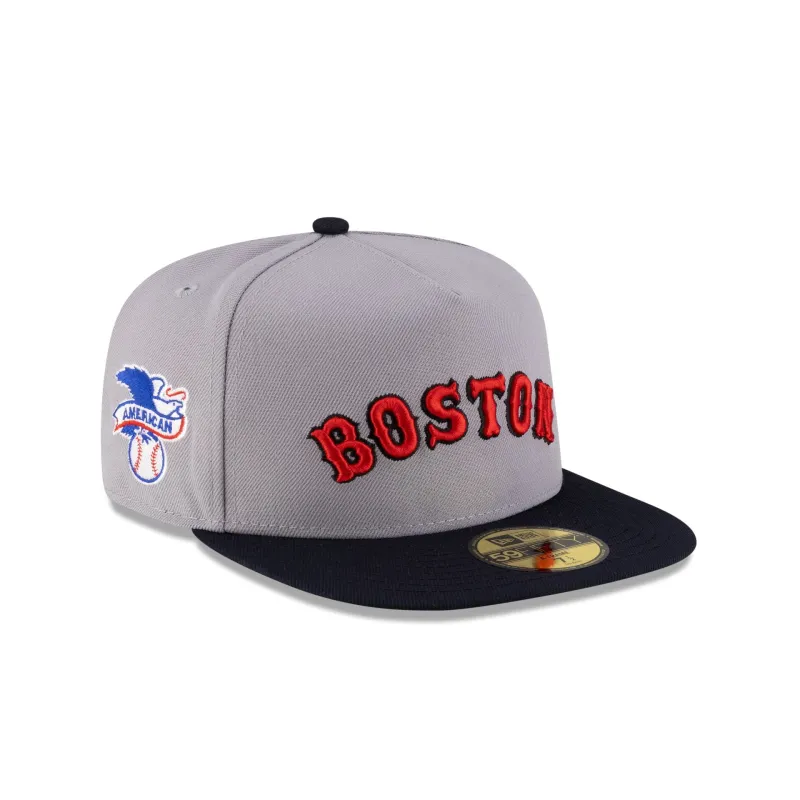 Just Caps League Sidepatch Gray Boston Red Sox 59FIFTY A-Frame Fitted Hat sold by New Era