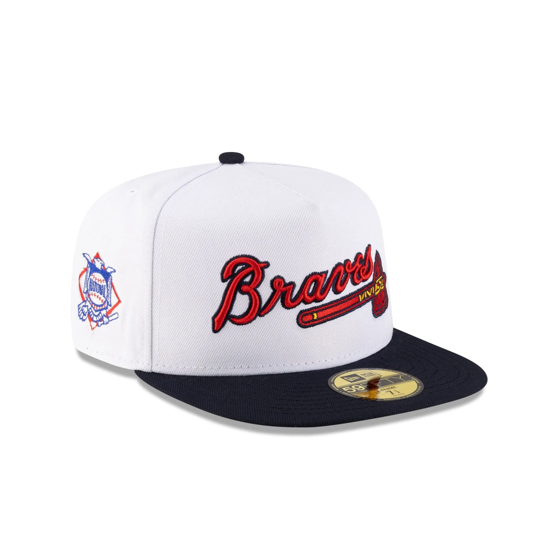 Just Caps League Sidepatch Optic White Atlanta Braves 59FIFTY A-Frame Fitted Hat sold by New Era
