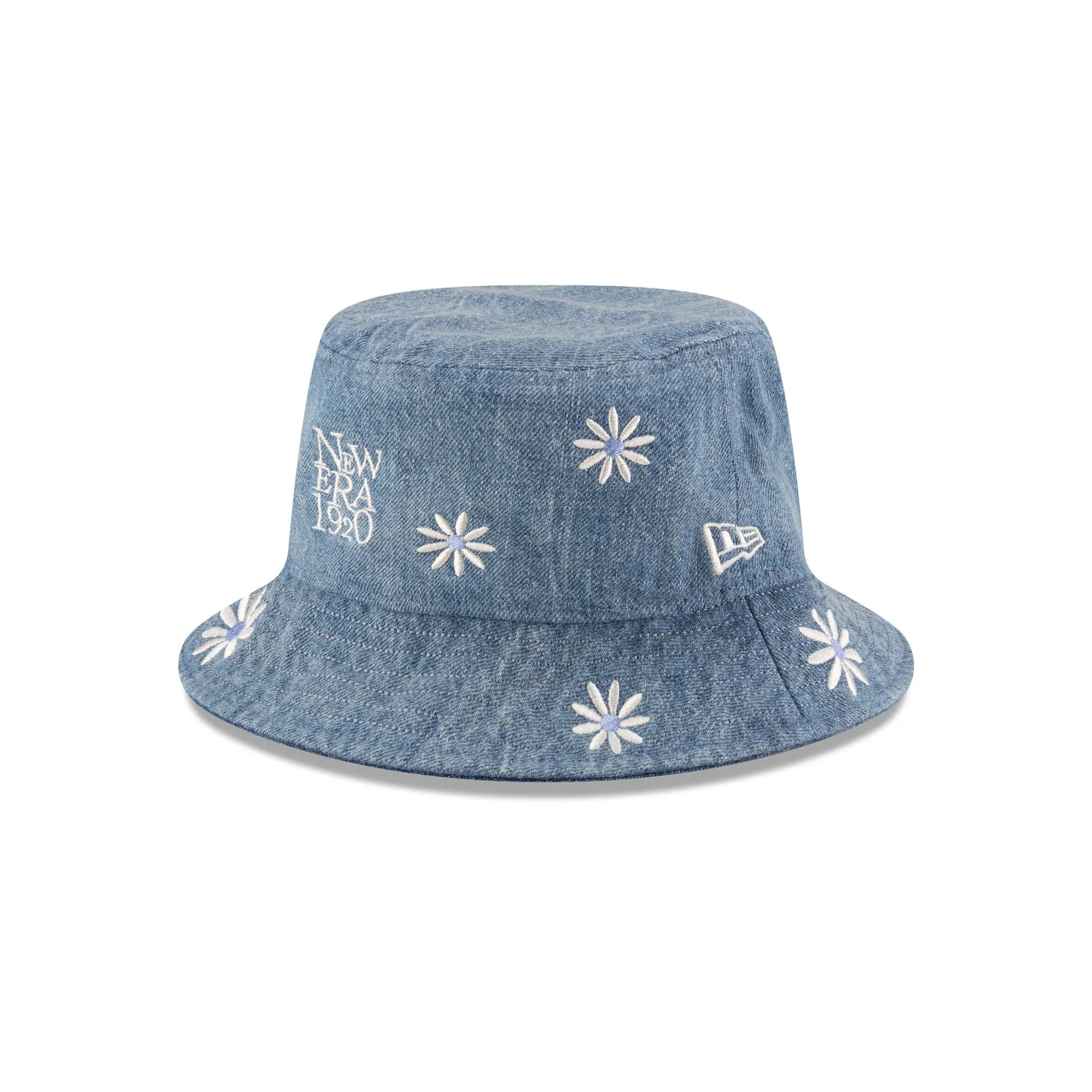 New Era Cap Flower Embroidery Light Denim Bucket Hat sold by New Era