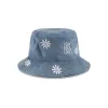 New Era Cap Flower Embroidery Light Denim Bucket Hat sold by New Era