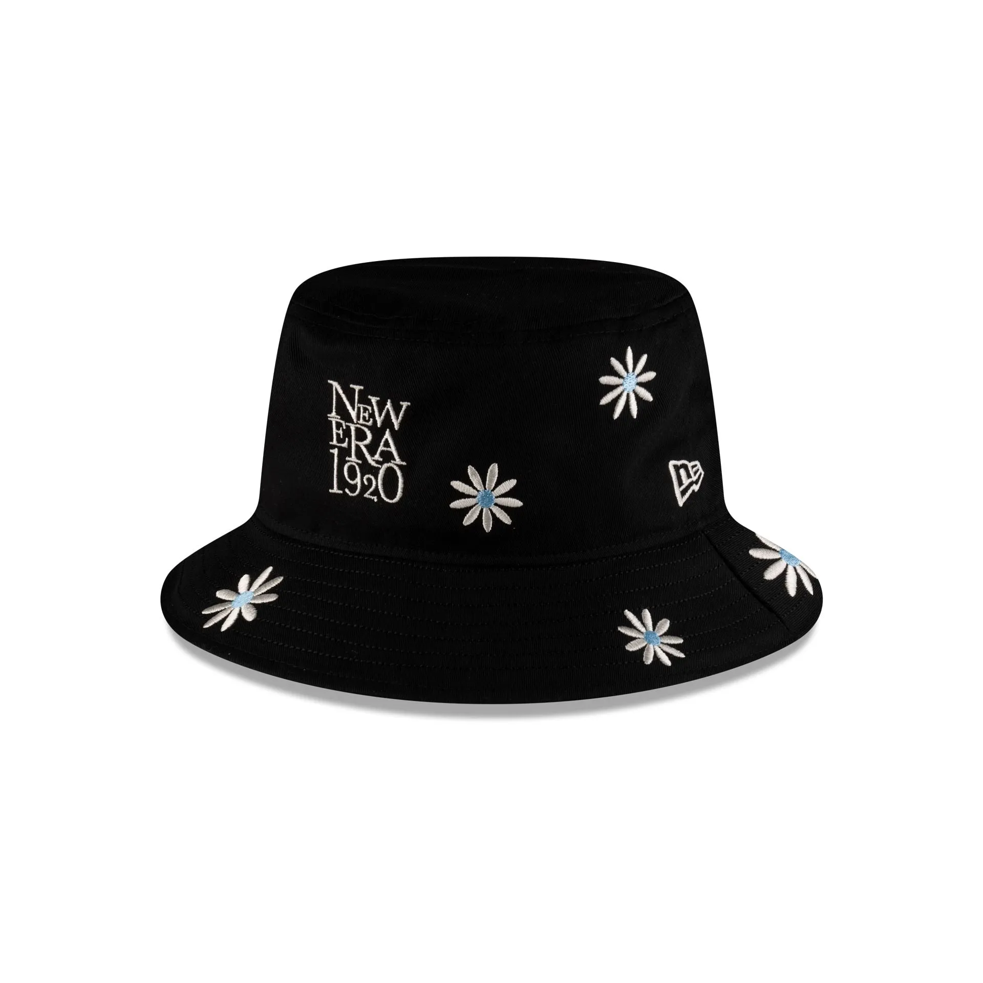 New Era Cap Flower Embroidery Black Denim Bucket Hat sold by New Era