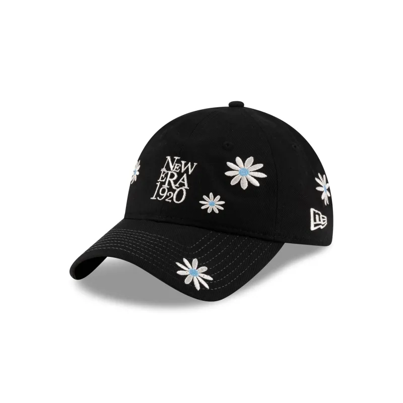 New Era Cap Flower Embroidery Black Denim 9TWENTY Adjustable Hat sold by New Era