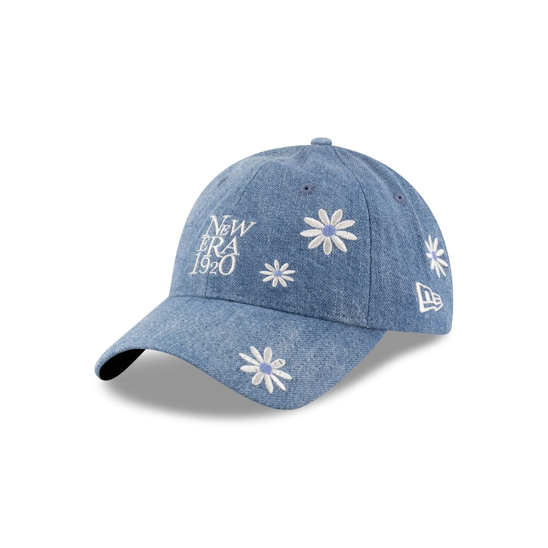 New Era Cap Flower Embroidery Light Denim 9TWENTY Adjustable Hat sold by New Era