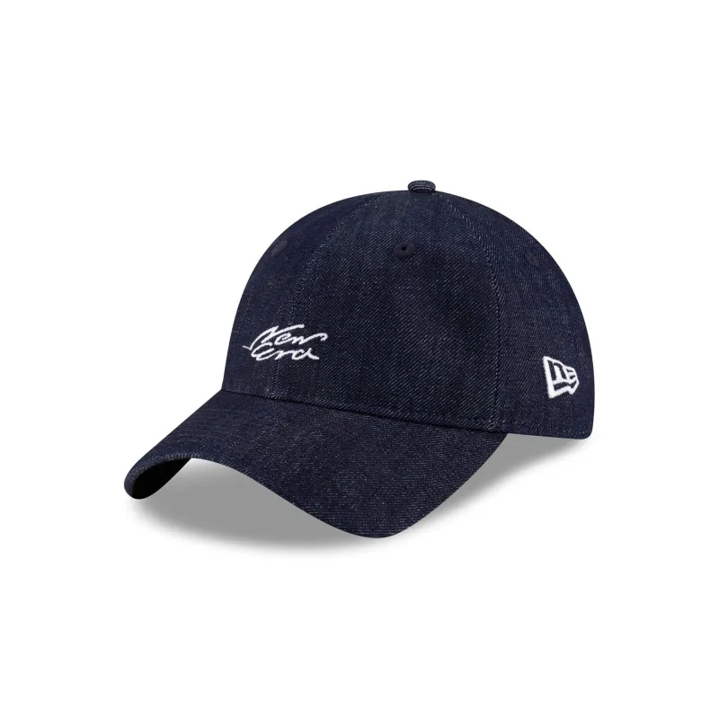 New Era Cap Handwritten Indigo Denim 9TWENTY Easy Snap Hat sold by New Era