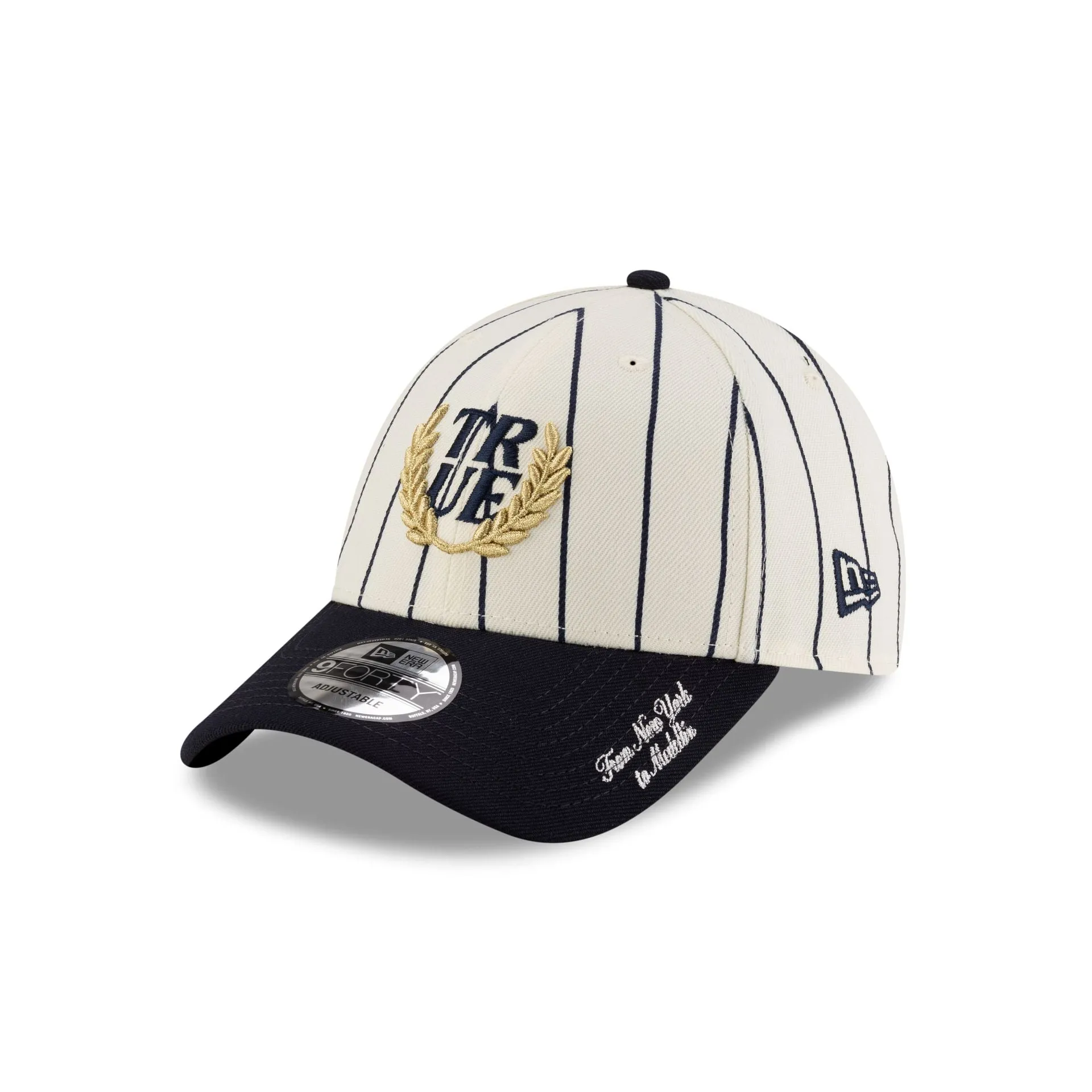 TRUE. Navy Pinstripe 9FORTY Adjustable Hat sold by New Era