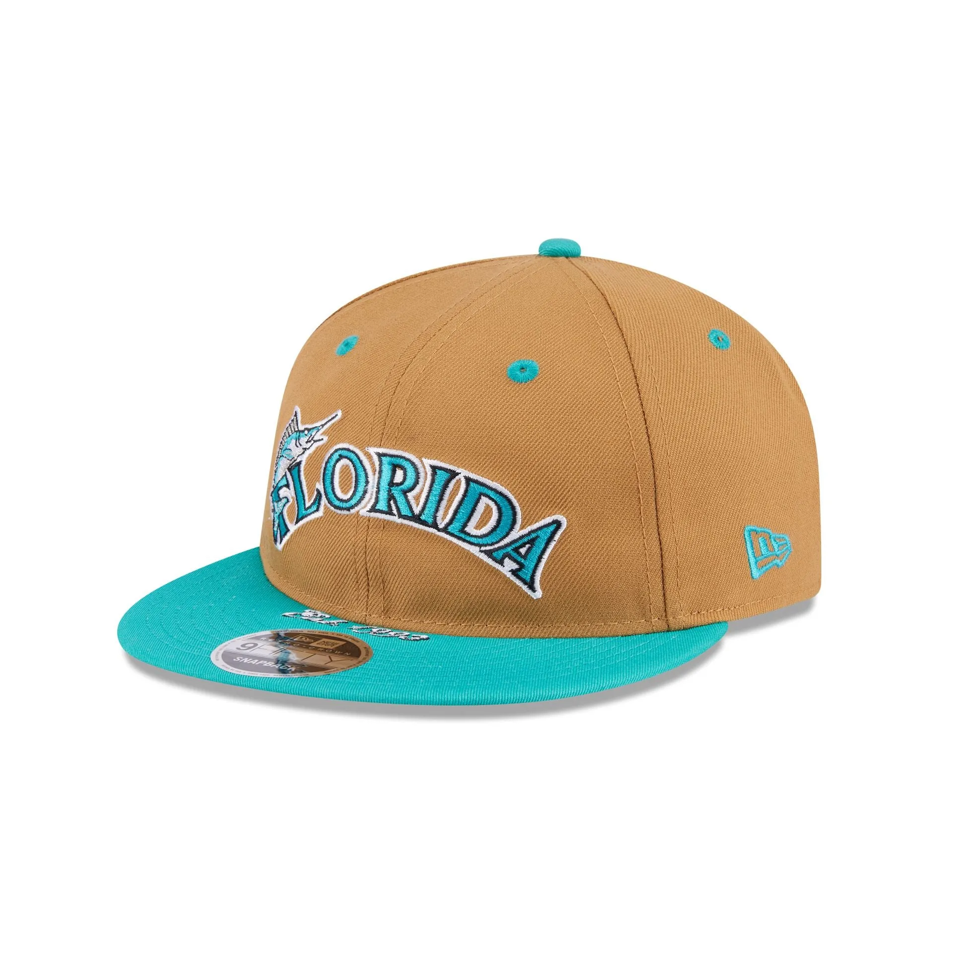 Miami Marlins Wheat Retro Crown 9FIFTY Snapback Hat sold by New Era