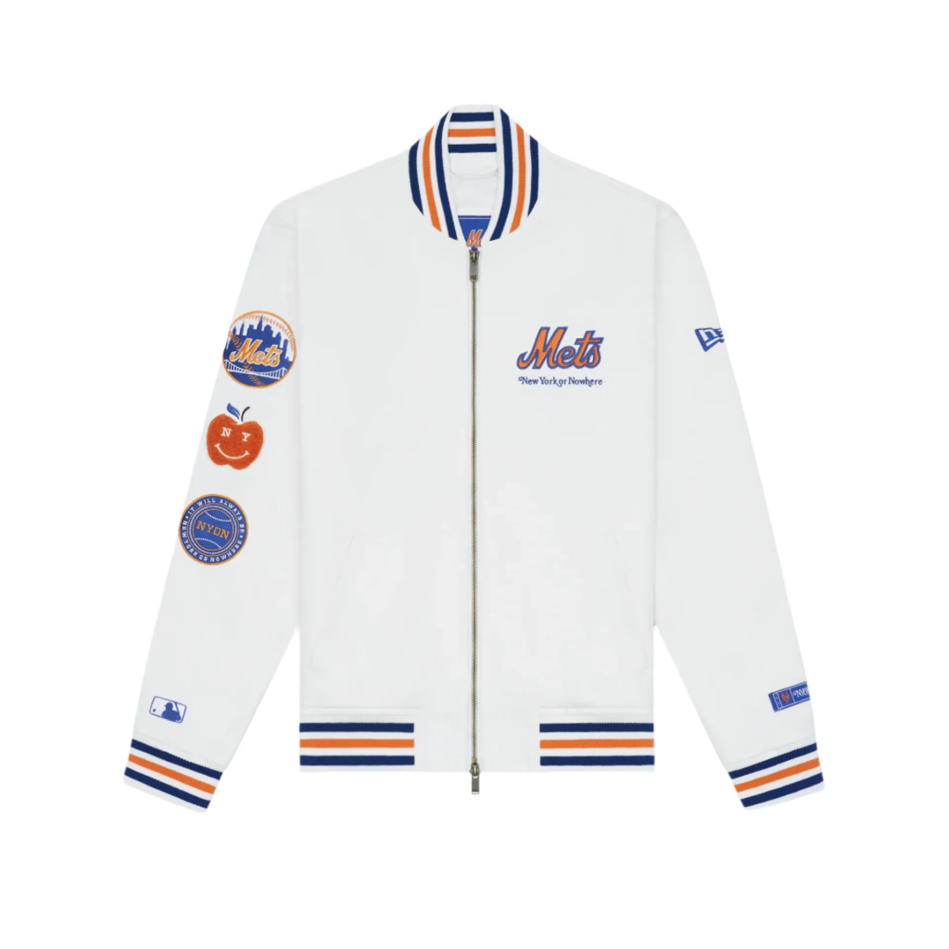 New York or Nowhere x New York Mets White Varsity Jacket sold by New Era