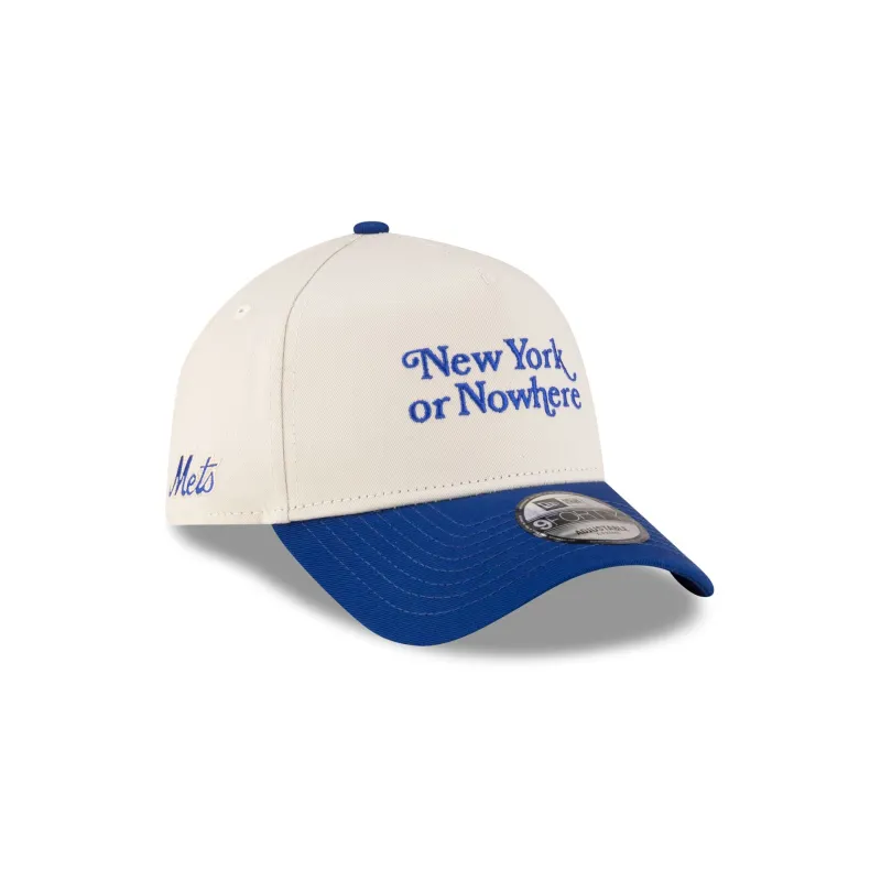 New York or Nowhere x New York Mets Chrome White Wordmark 9FORTY A-Frame Snapback Hat sold by New Era