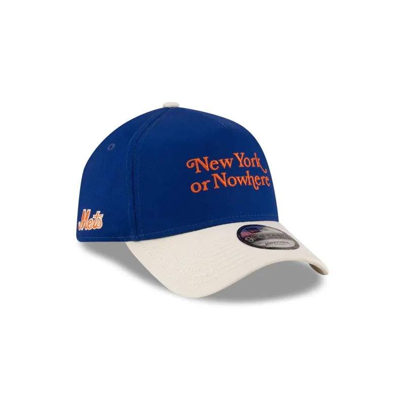 New York or Nowhere x New York Mets Light Royal Wordmark 9FORTY A-Frame Snapback Hat sold by New Era