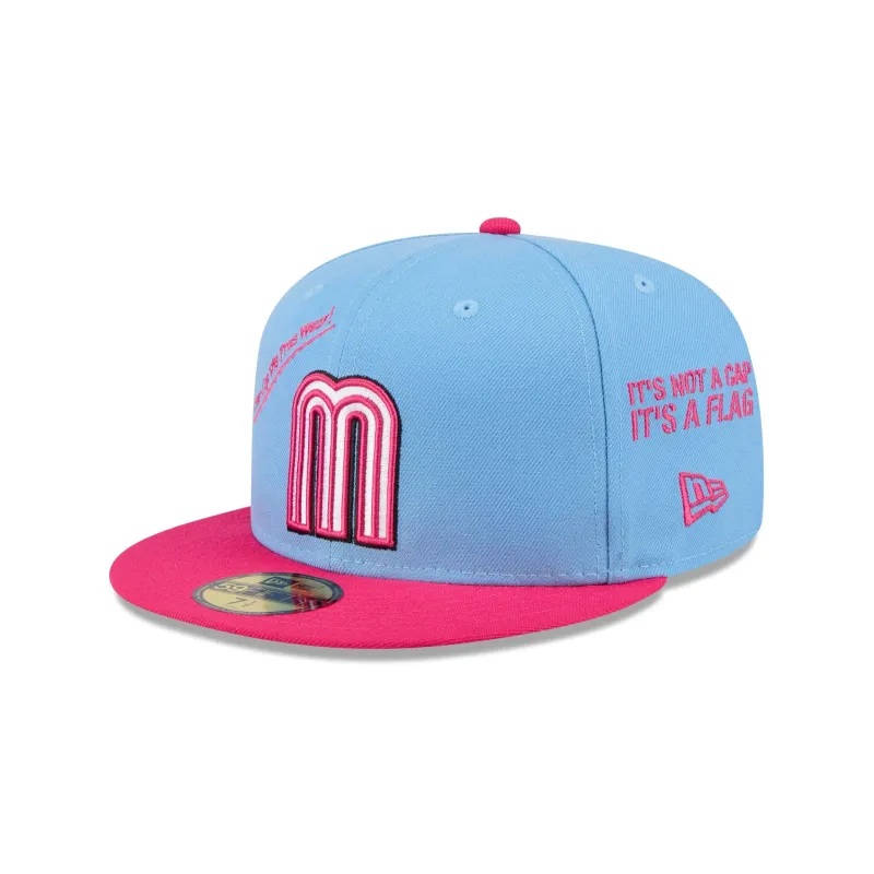 Mexico Baseball New Era Anniversary Logos Sky Blue 59FIFTY Fitted Hat sold by New Era