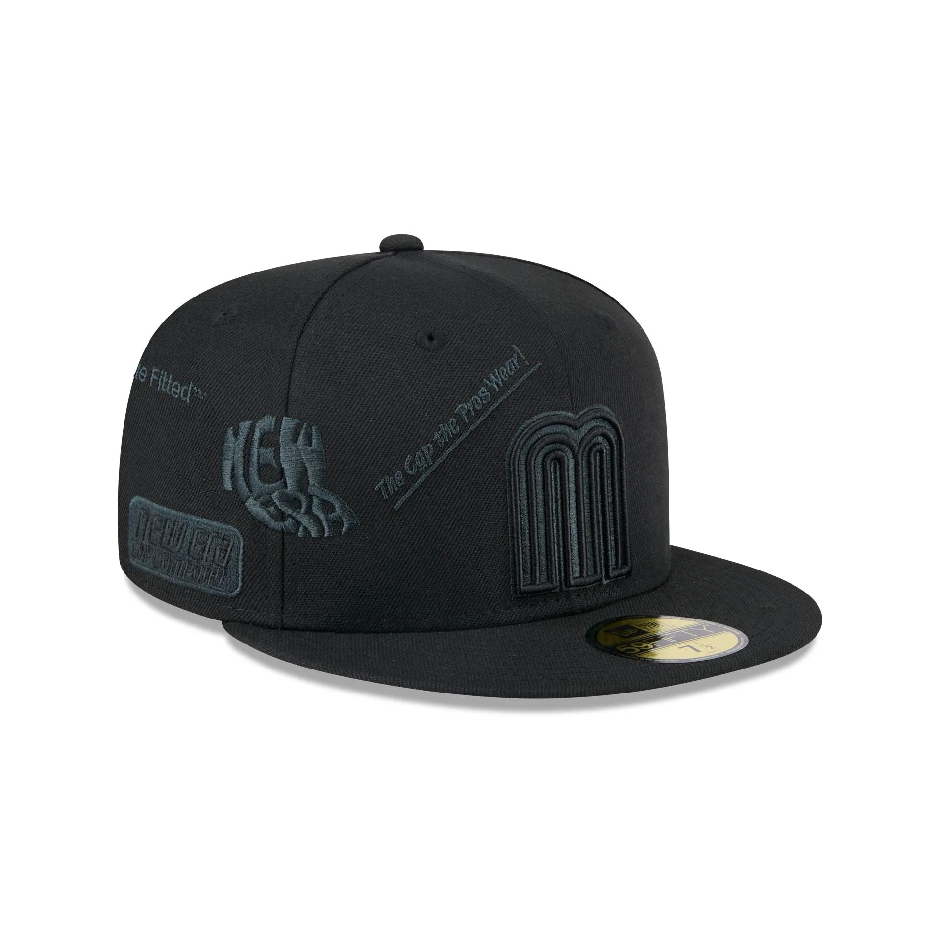 Mexico Baseball New Era Anniversary Logos Black on Black 59FIFTY Fitted Hat sold by New Era product image thumbnail 3