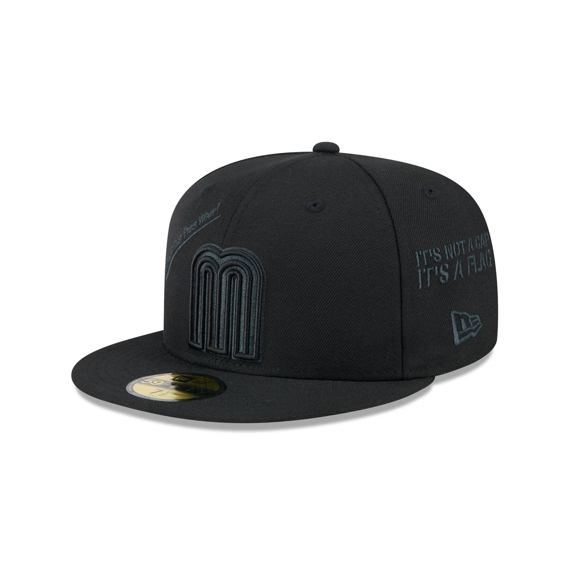 Mexico Baseball New Era Anniversary Logos Black on Black 59FIFTY Fitted Hat sold by New Era