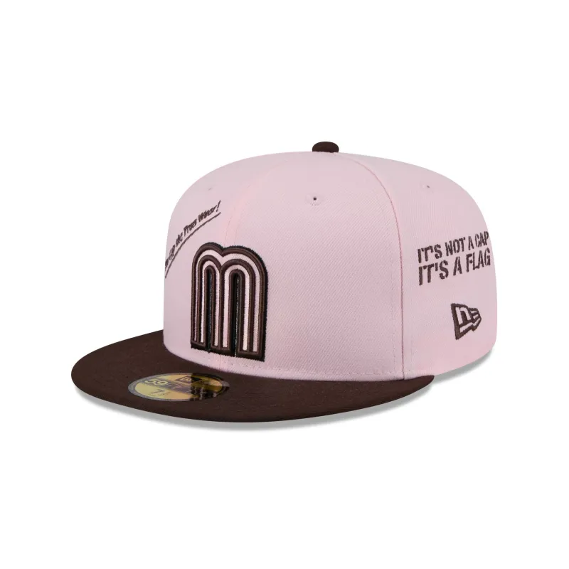 Mexico Baseball New Era Anniversary Logos Pink 59FIFTY Fitted Hat sold by New Era
