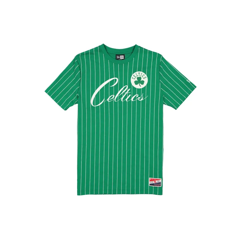 Boston Celtics Throwback Pinstripe Wordmark T-Shirt sold by New Era