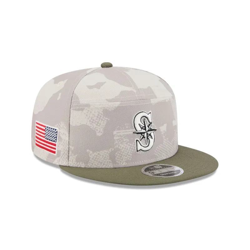 Seattle Mariners Armed Forces Day 2025 Split Panel 9FIFTY Snapback Hat sold by New Era