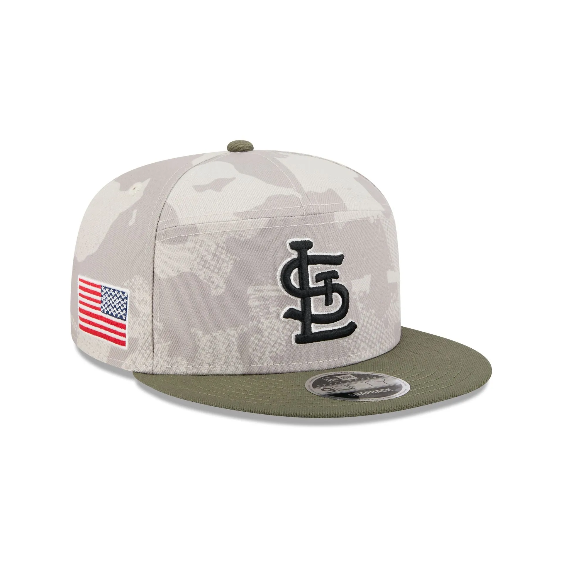 St. Louis Cardinals Armed Forces Day 2025 Split Panel 9FIFTY Snapback Hat sold by New Era