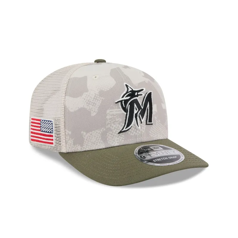 Miami Marlins Armed Forces Day 2025 9SEVENTY Trucker Hat sold by New Era
